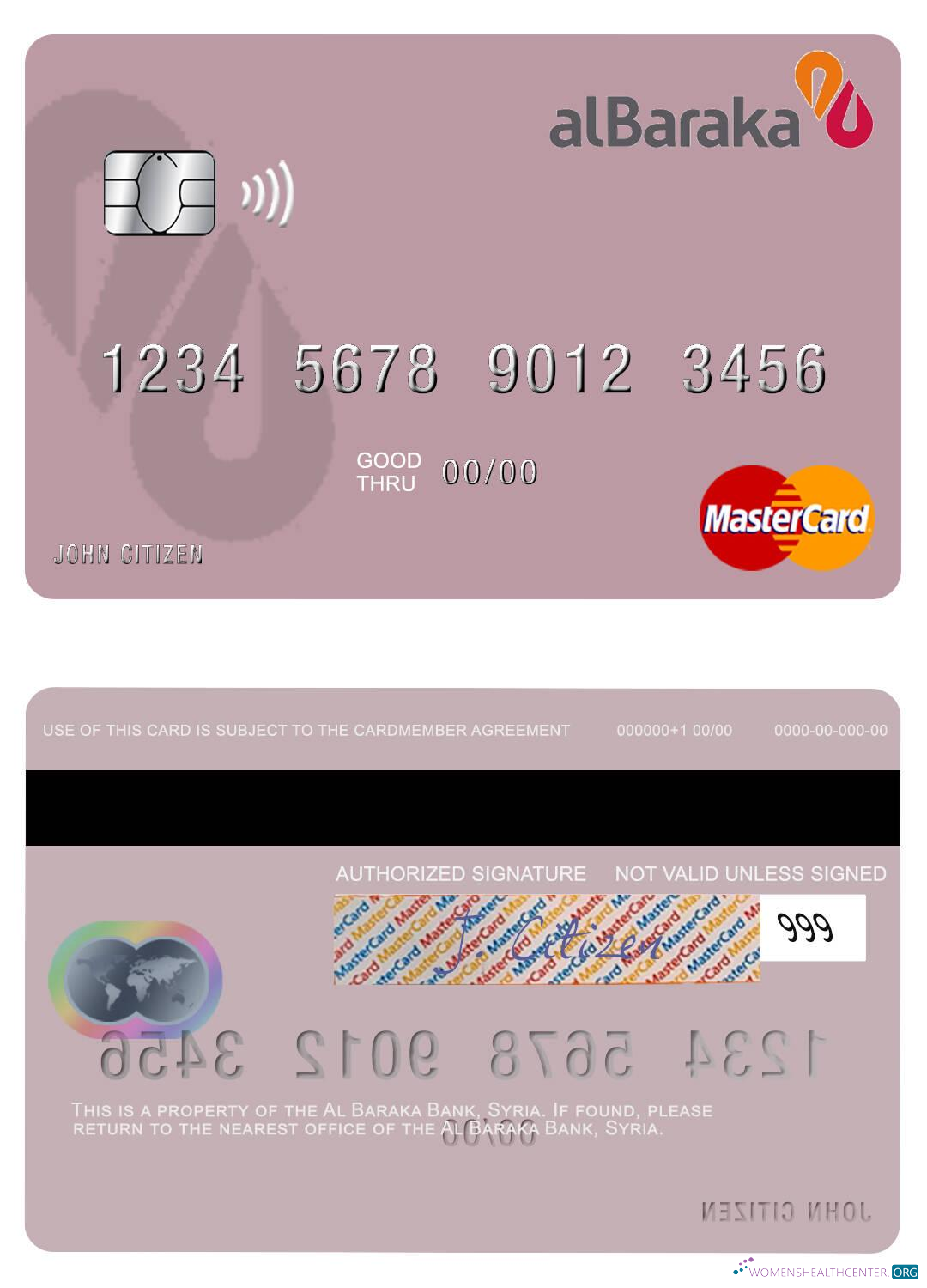 Download Syria Al Baraka Bank mastercard Photoshop template